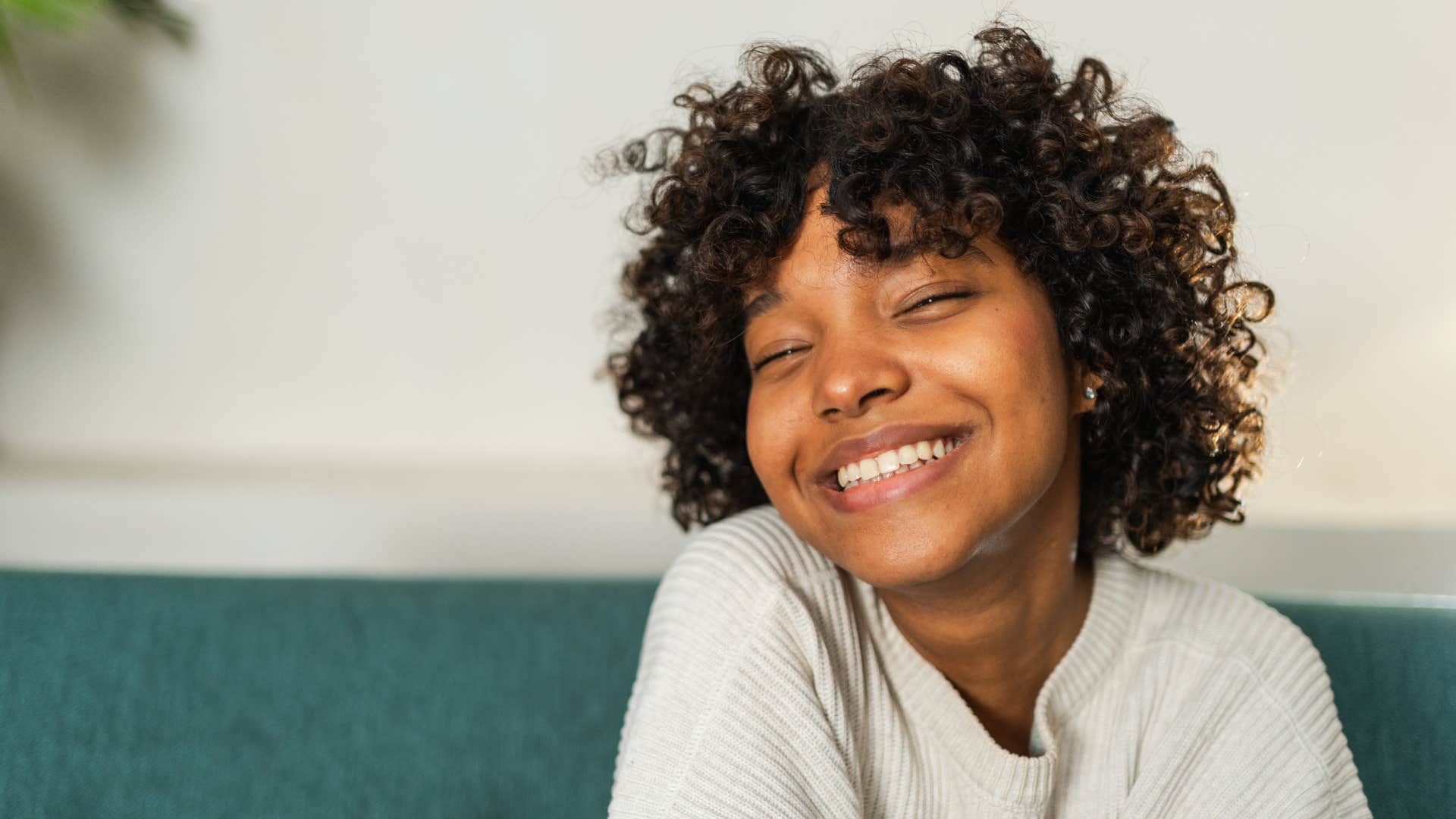 funny happy woman smiling