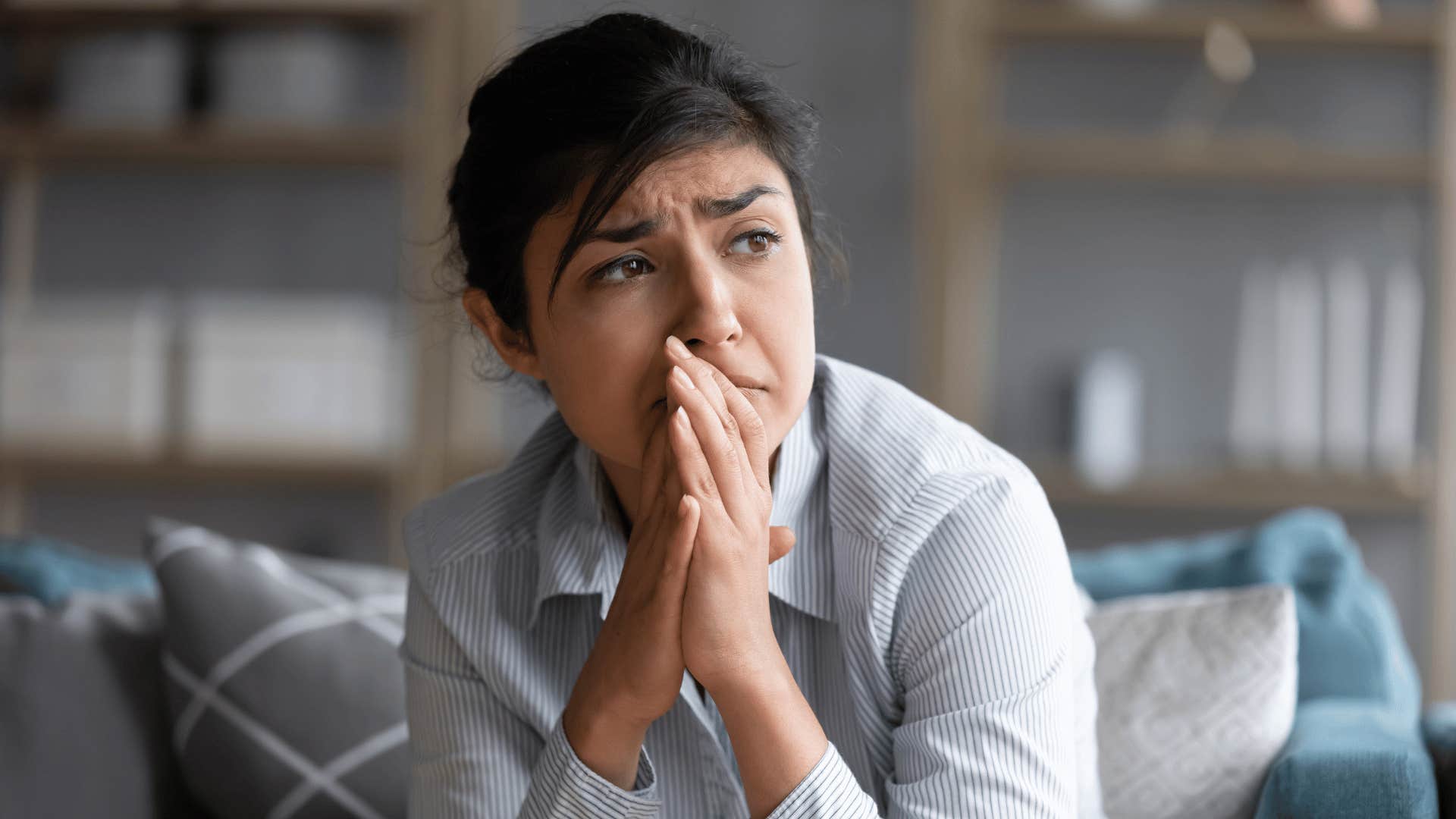 woman looking upset