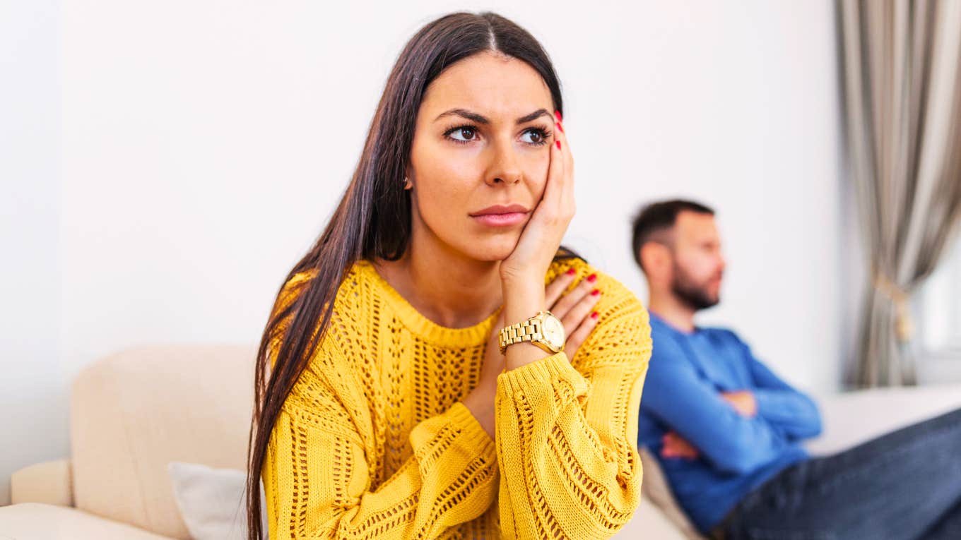 Disappointed woman realizing her partner, is not her soulmate.