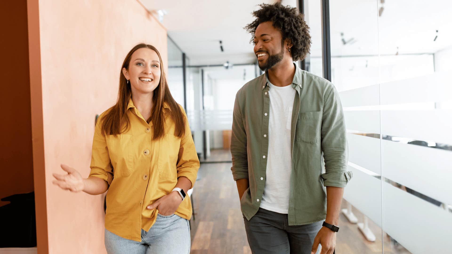 smart woman asking questions to co-worker