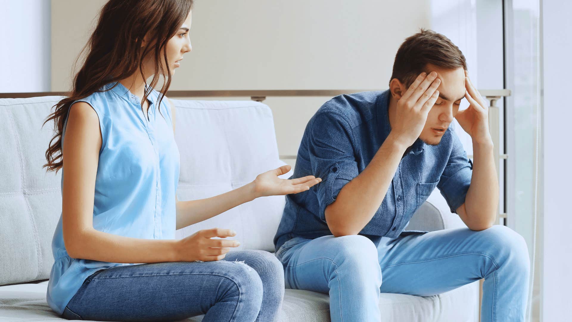 woman upset with man for not keeping his promises