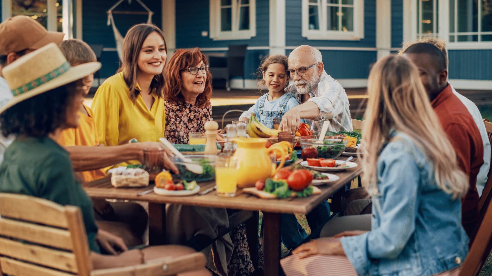 family enjoying meal together