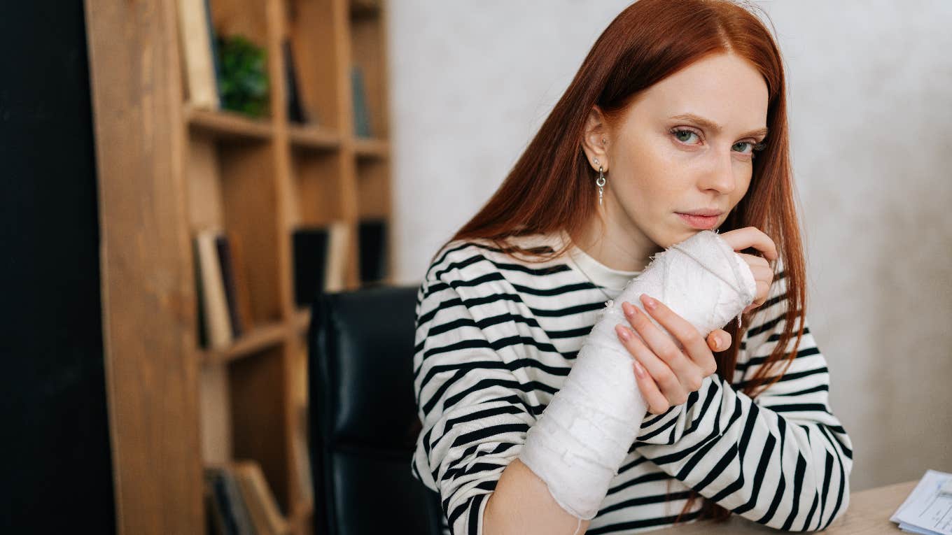 Woman with a broken bone