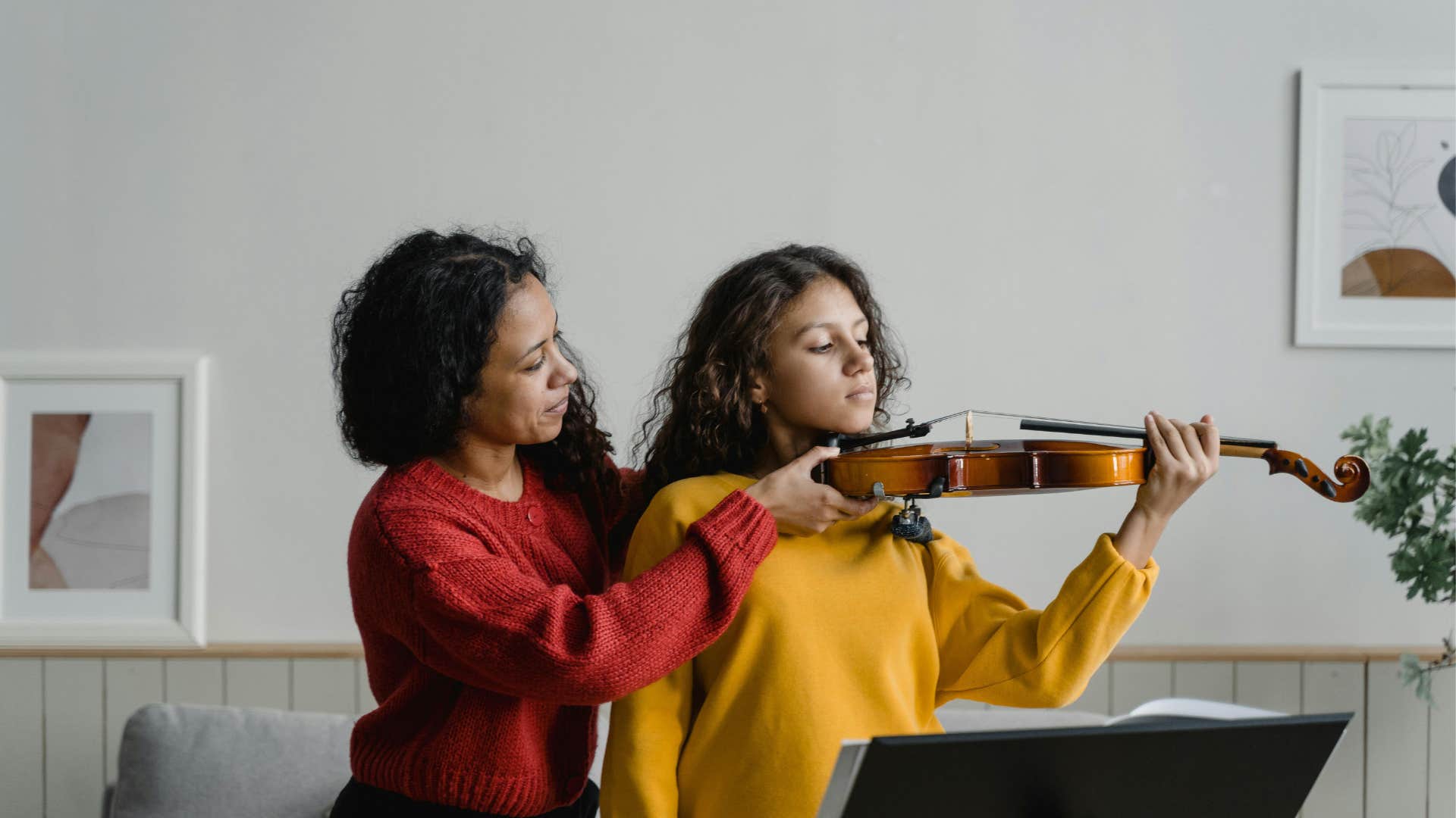 daughter pursing her talent for playing violin