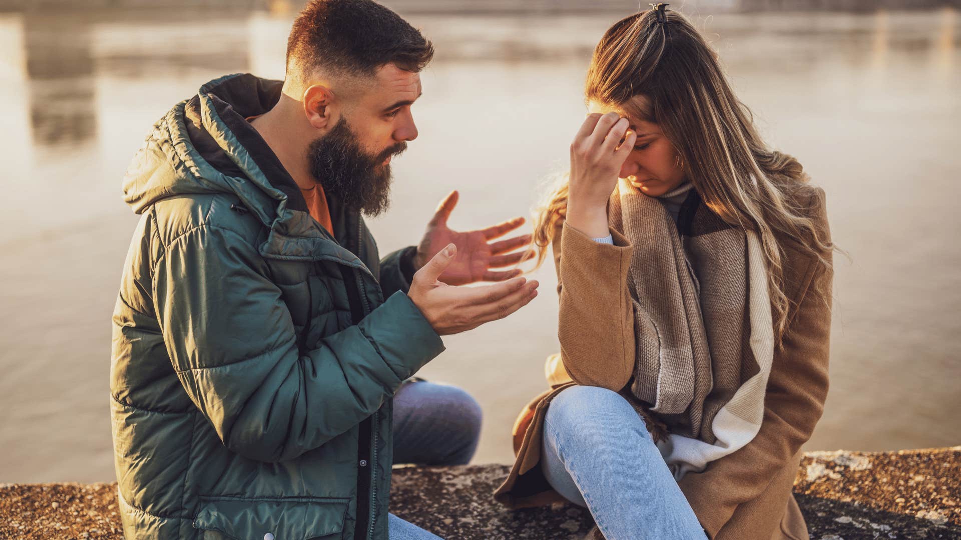 couple arguing outside