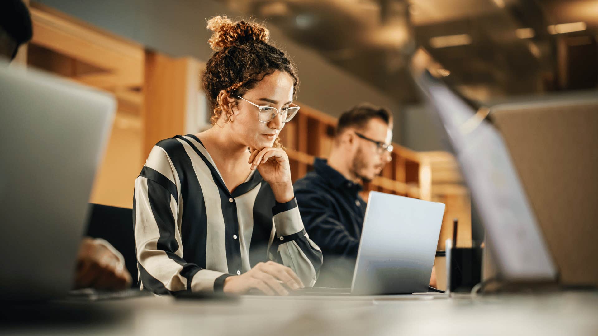 woman working on computer