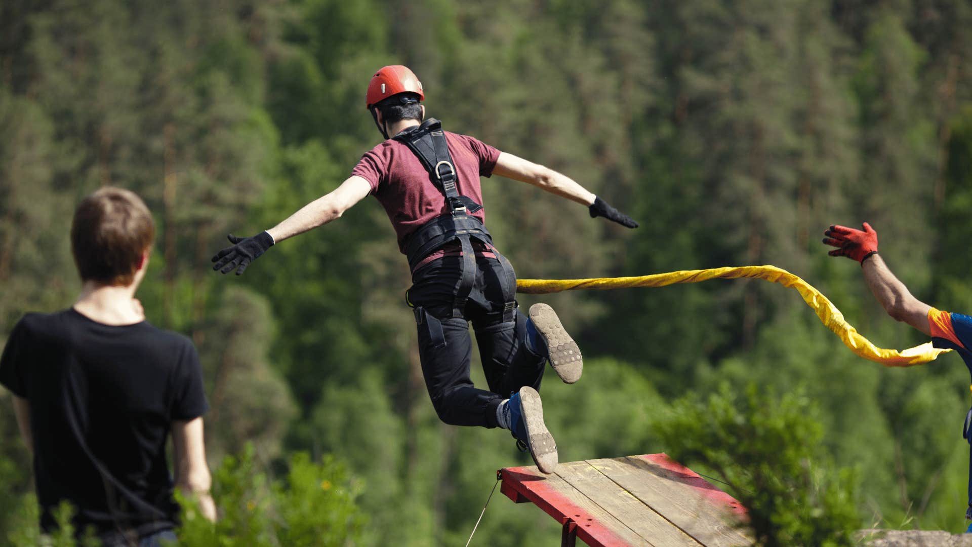 person bungee jumping