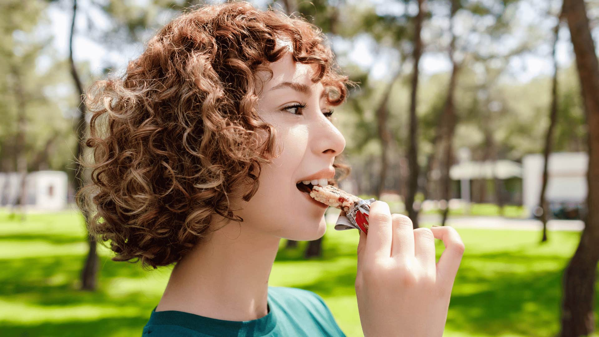 woman eating snack