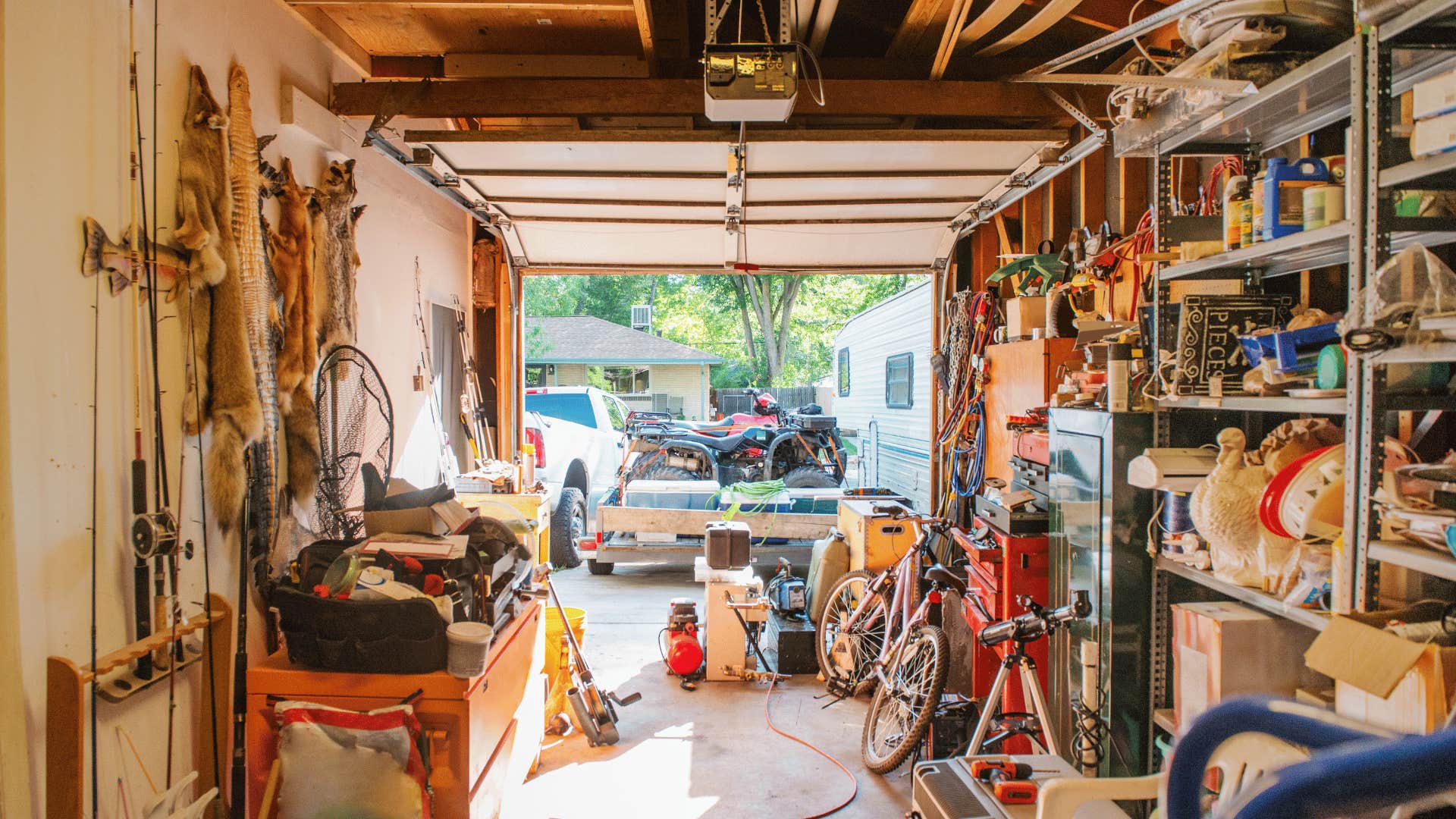 cluttered garage