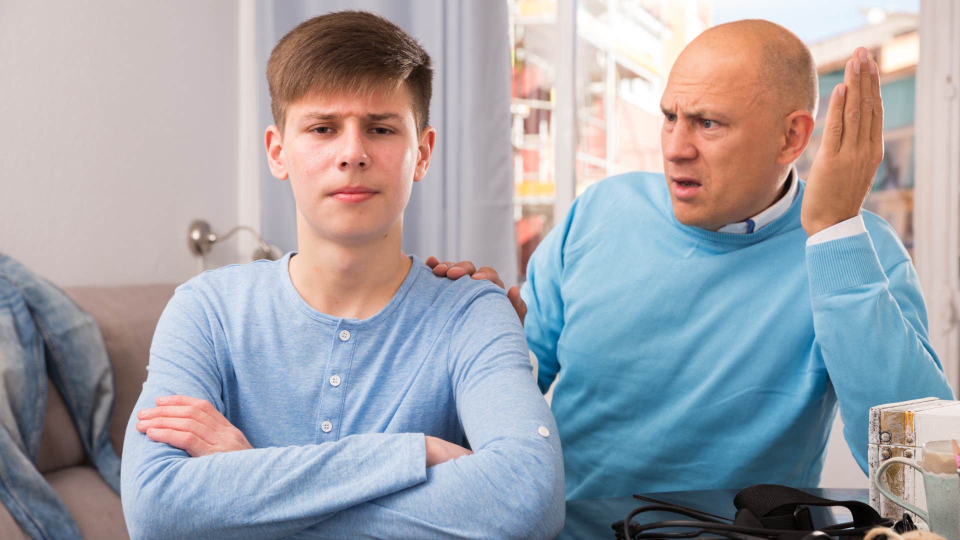 gen z young man tired of father calling him weak