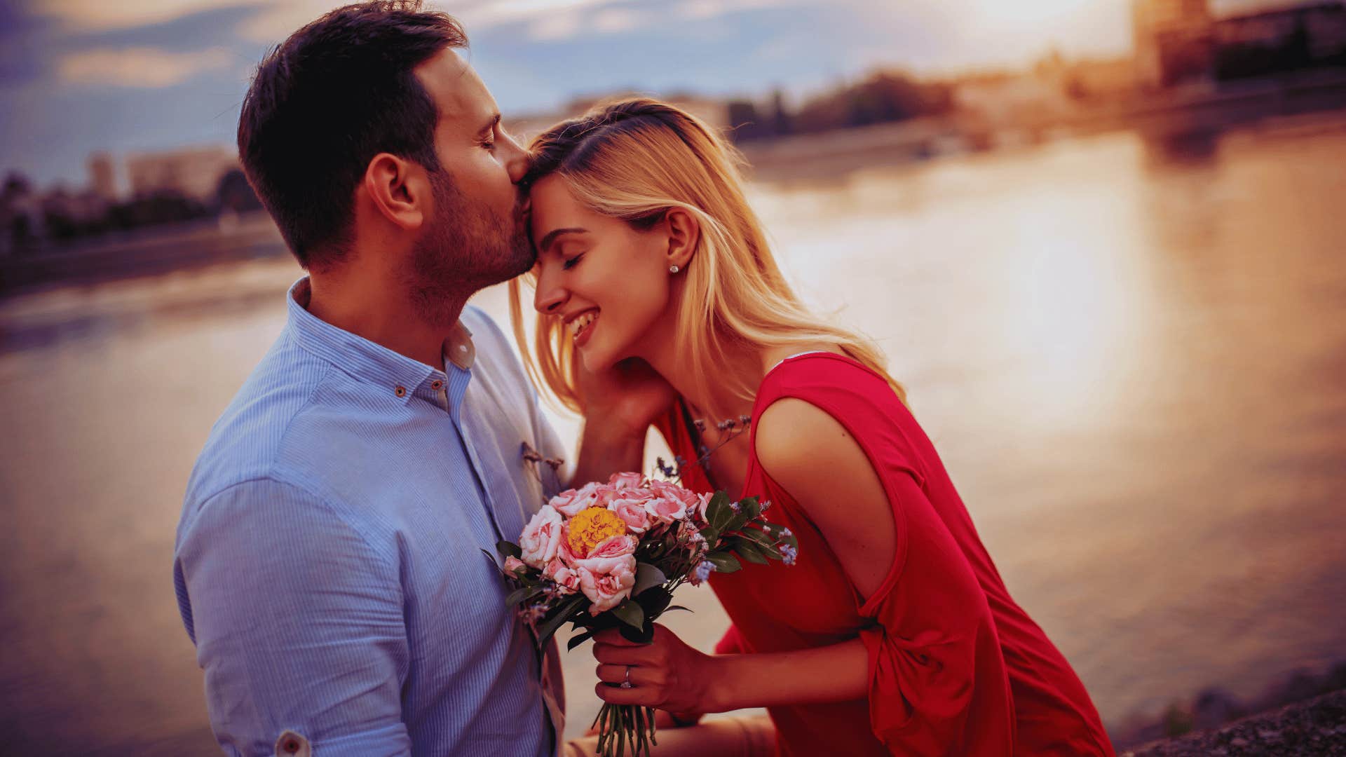 man giving flowers to someone he truly loves