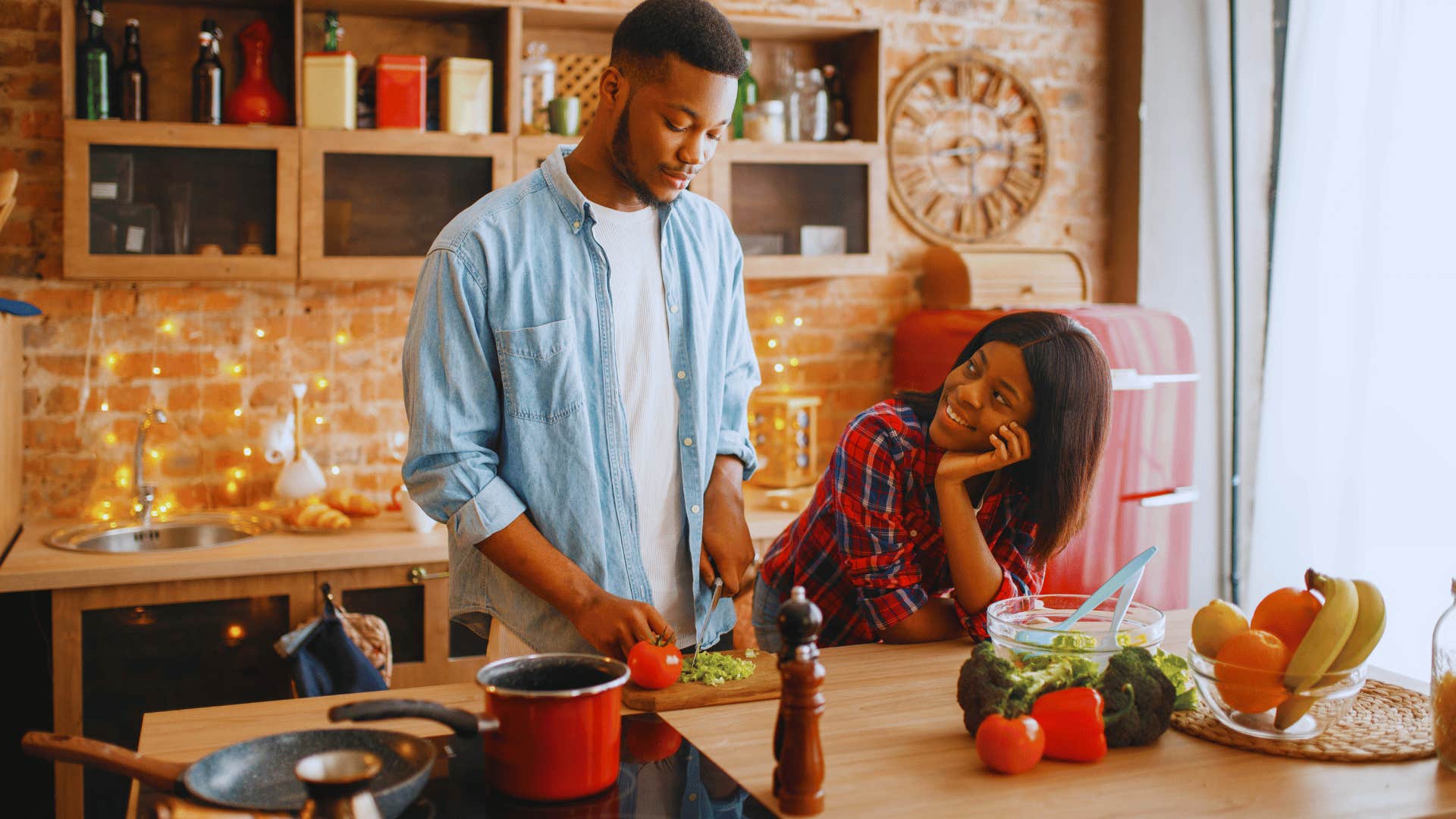 good man in kitchen with someone he truly loves