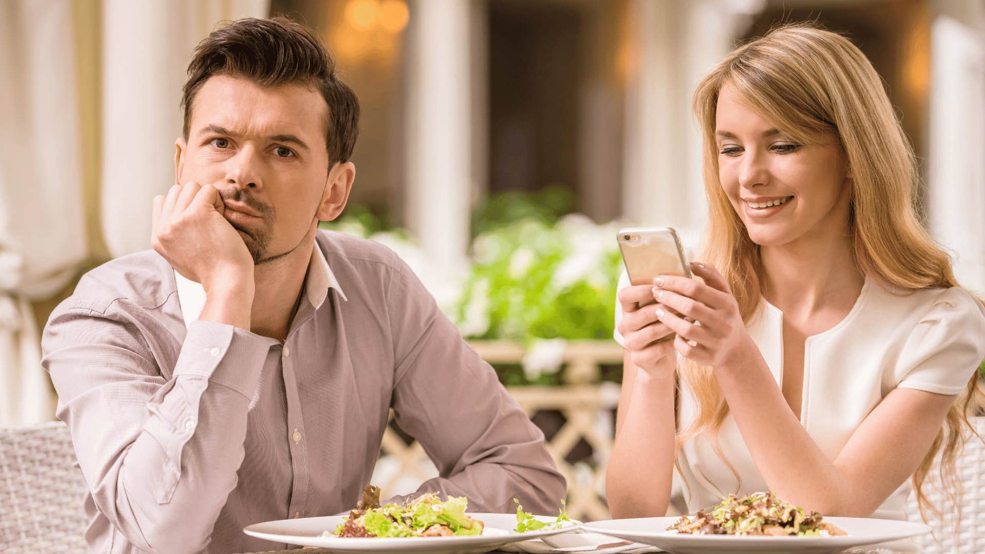 man annoyed on date