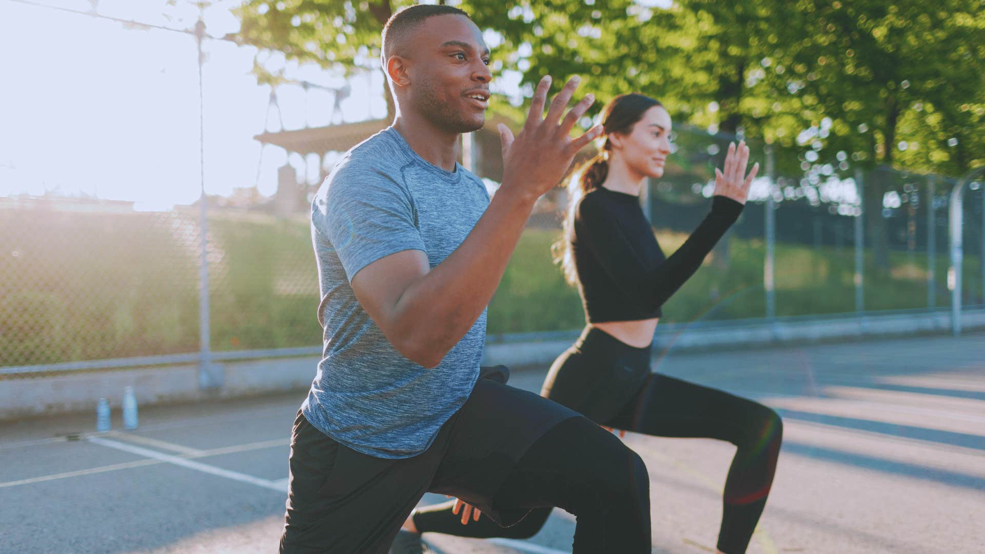 husband and wife working on self-improvement together