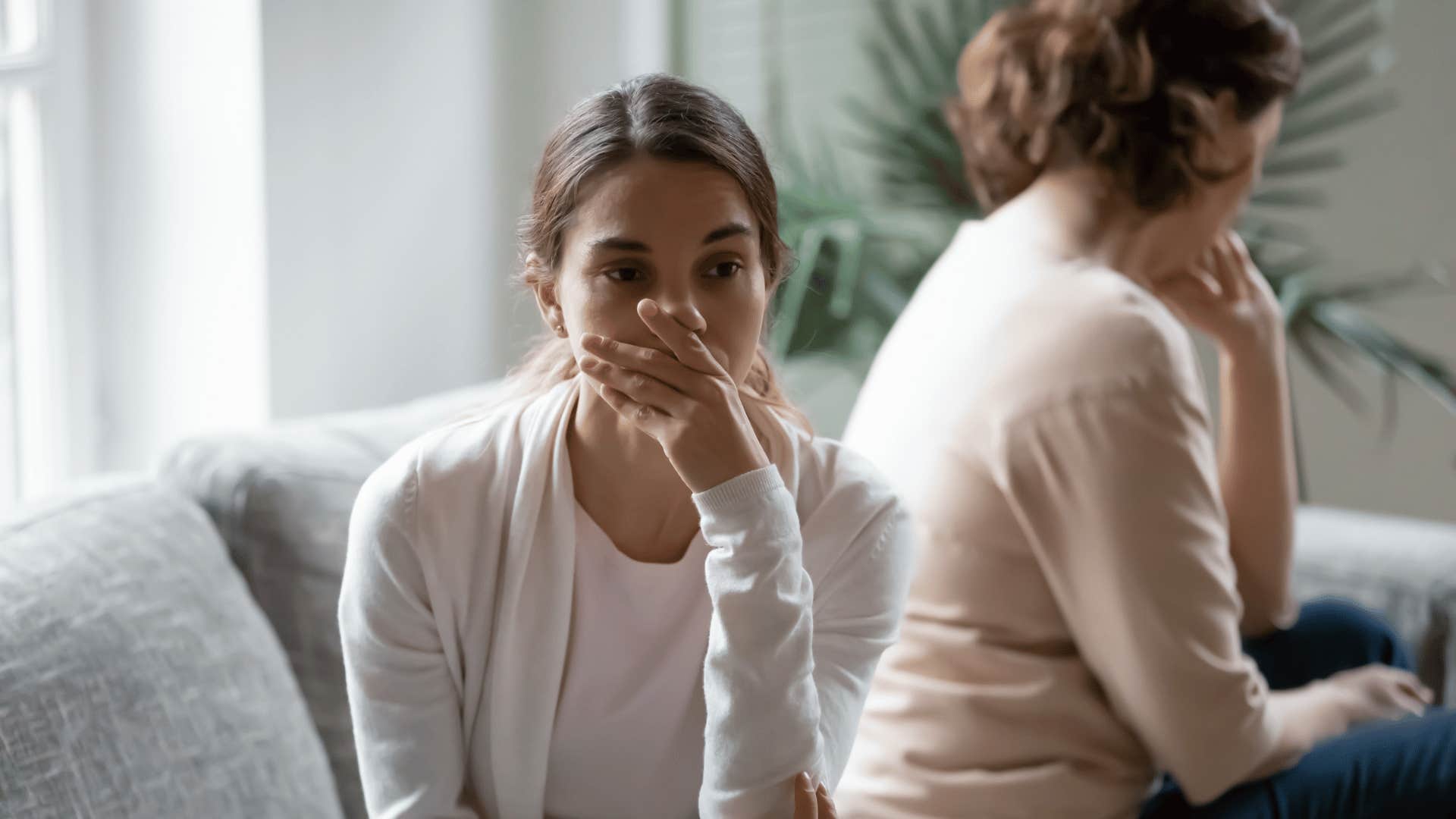 woman holding a grudge against friend