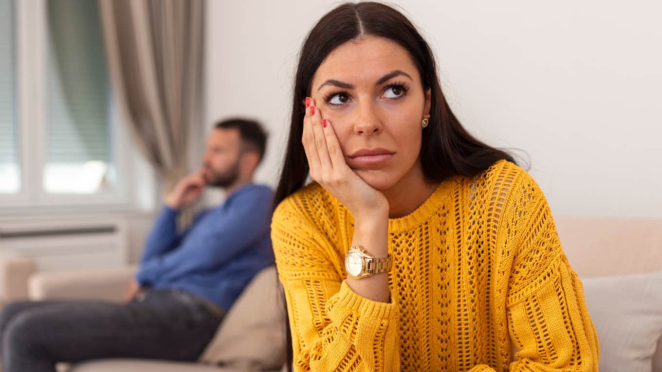 annoyed wife thinking about her marriage