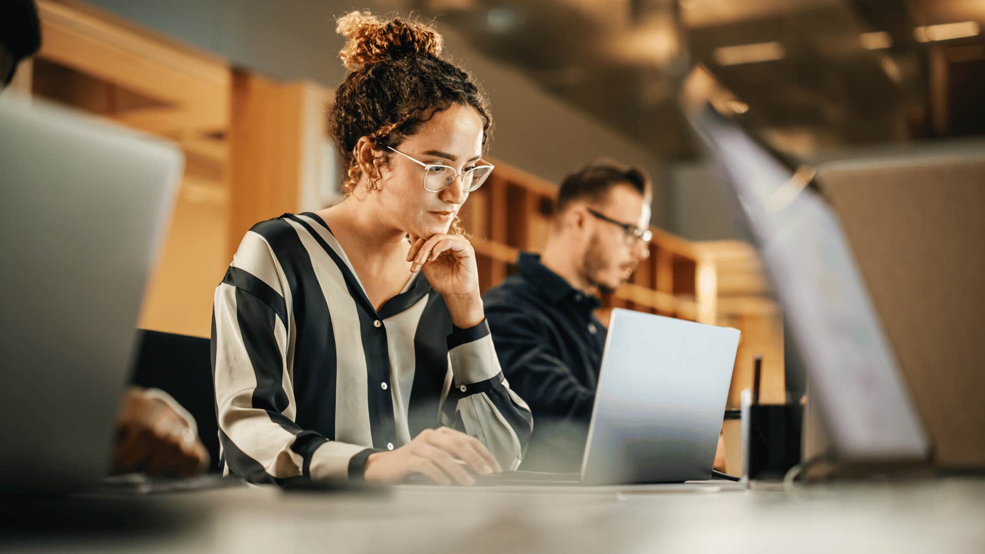 woman working on laptop