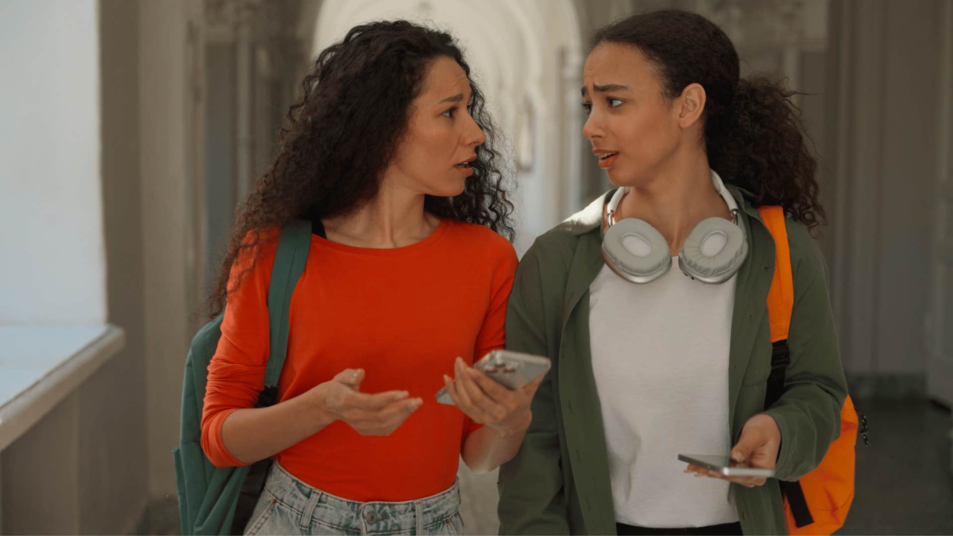 two women mirroring each other's emotions