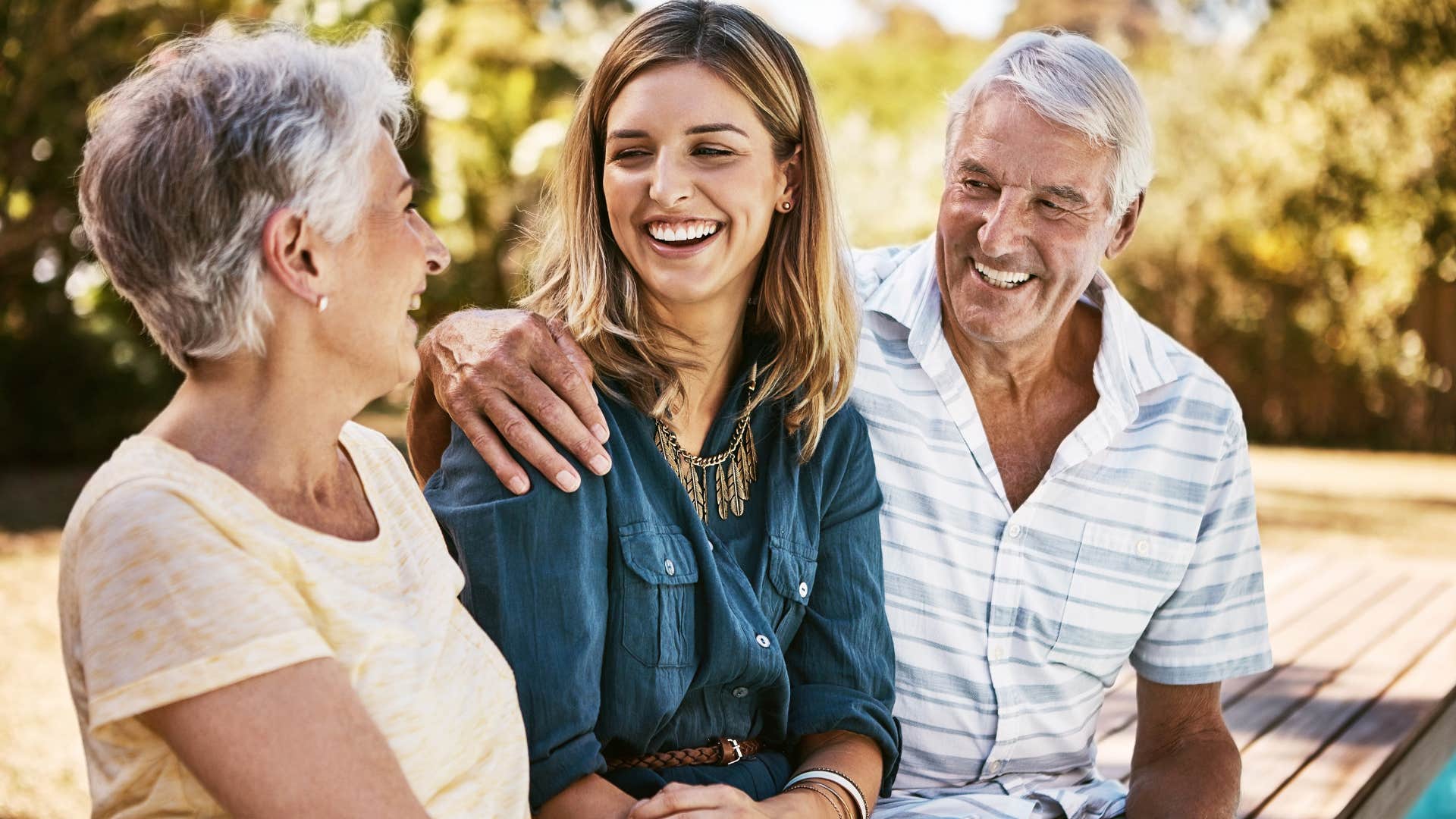 woman expressing gratitude to parents