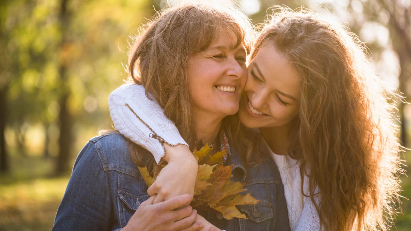 woman hugging and showing love to her mother