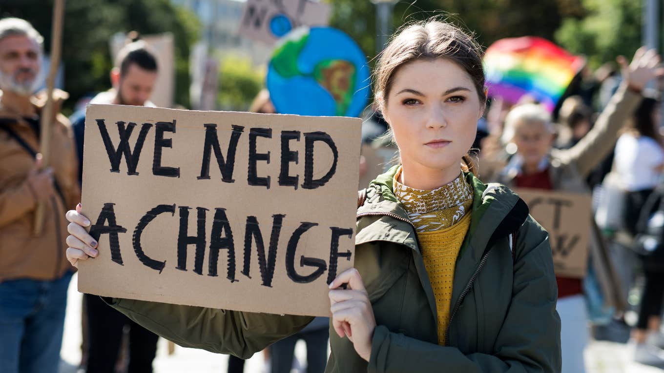 Woman protesting in the U.S.