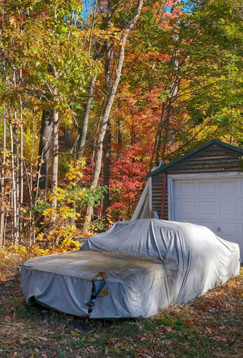 car under a tarp 