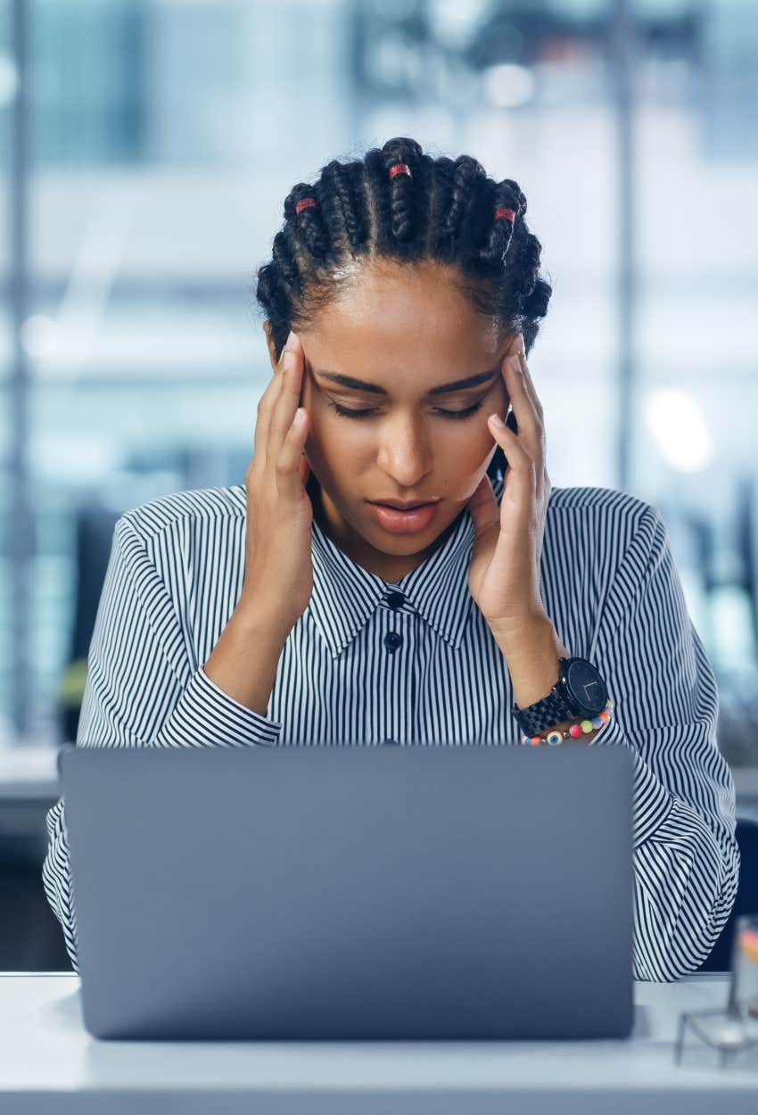 Woman unhappy at work