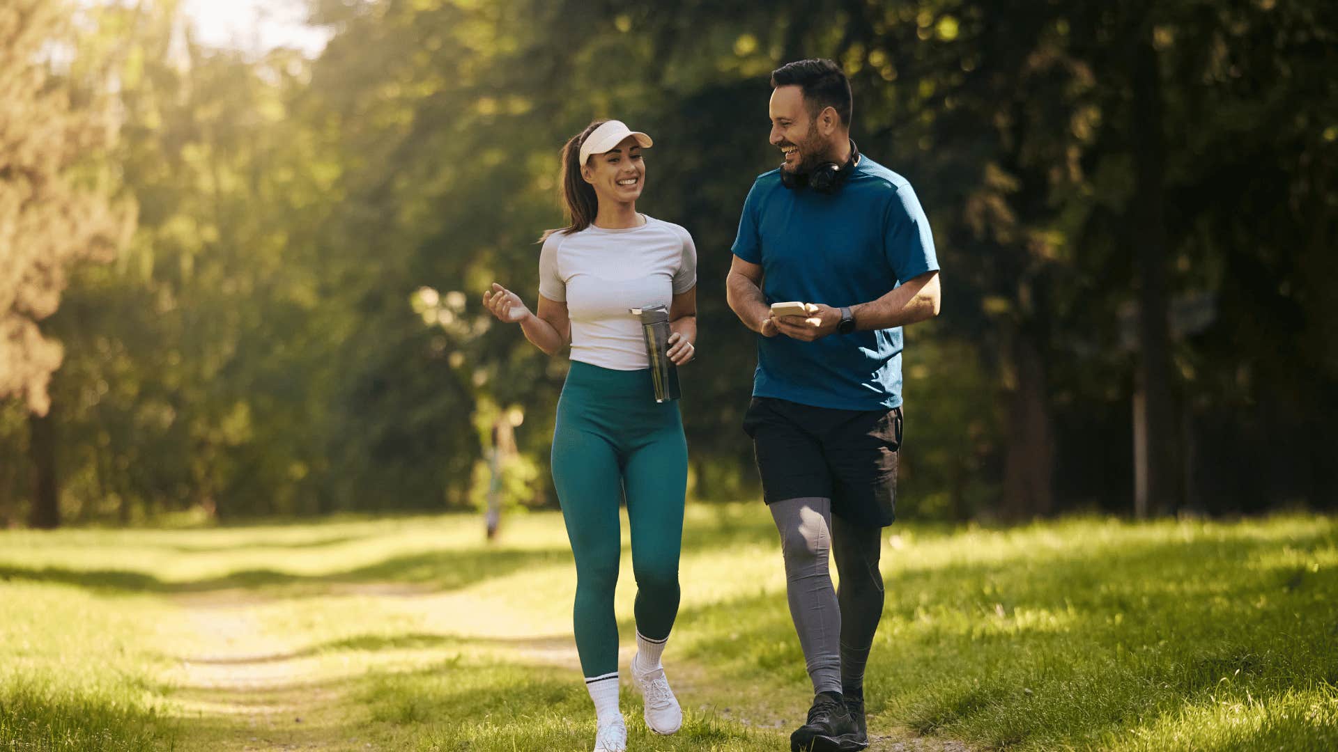 couple walking in park