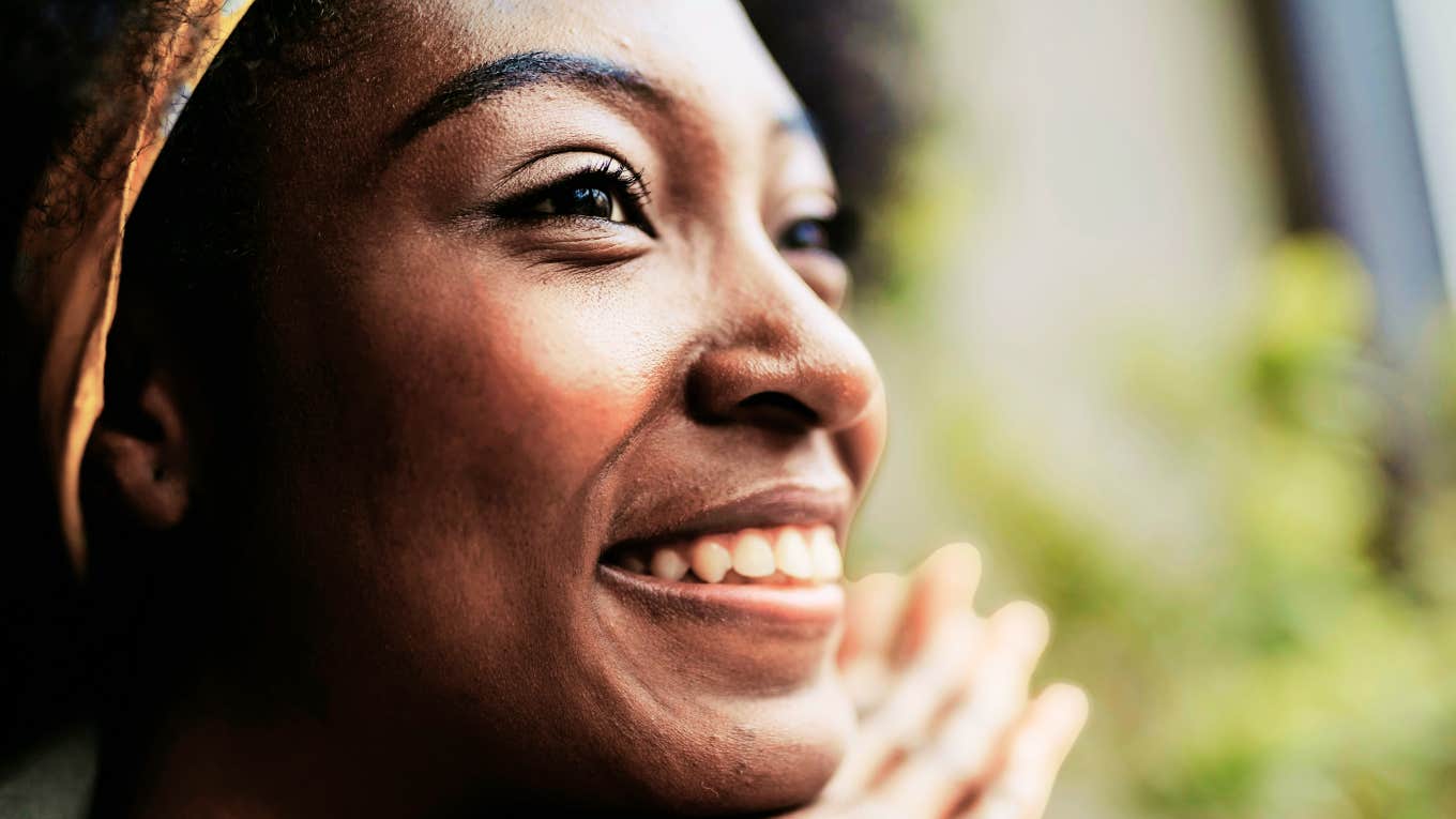 Happy woman, smiling. 