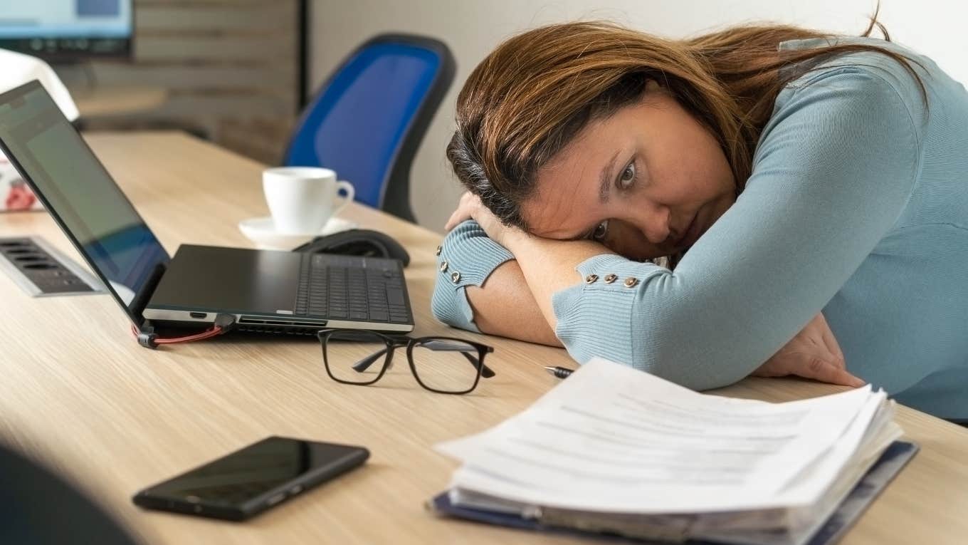 woman trying to work while dealing with personal tragedy