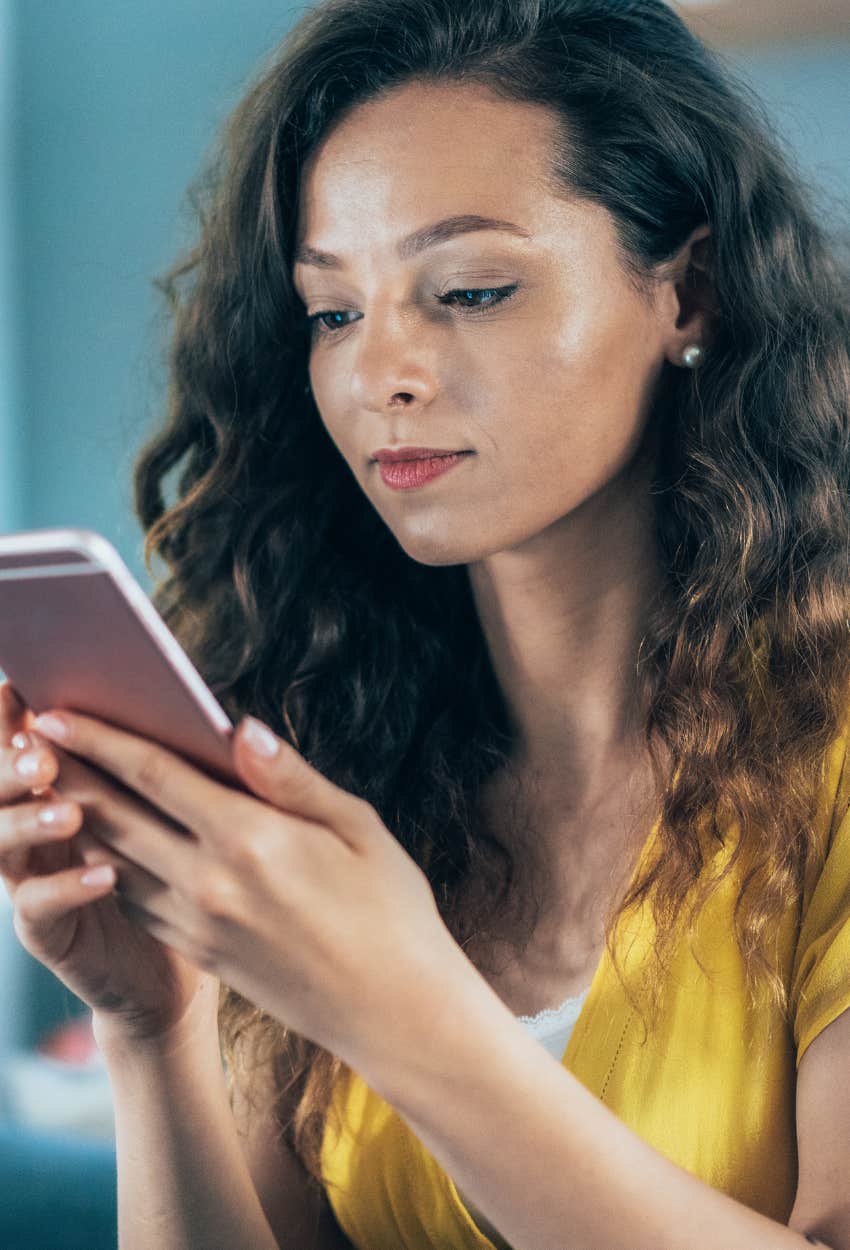 woman texting after work hours