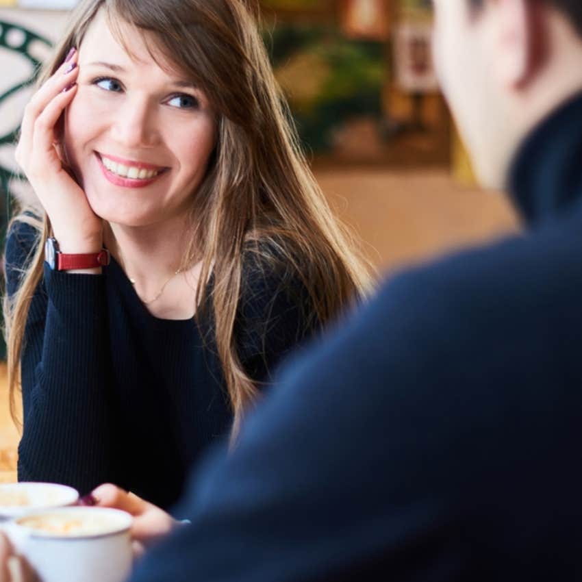 woman looking at boyfriend