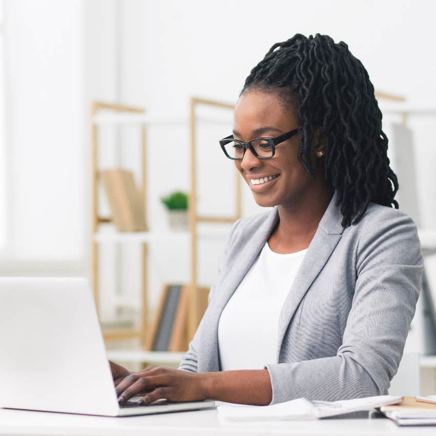 Woman writing an email