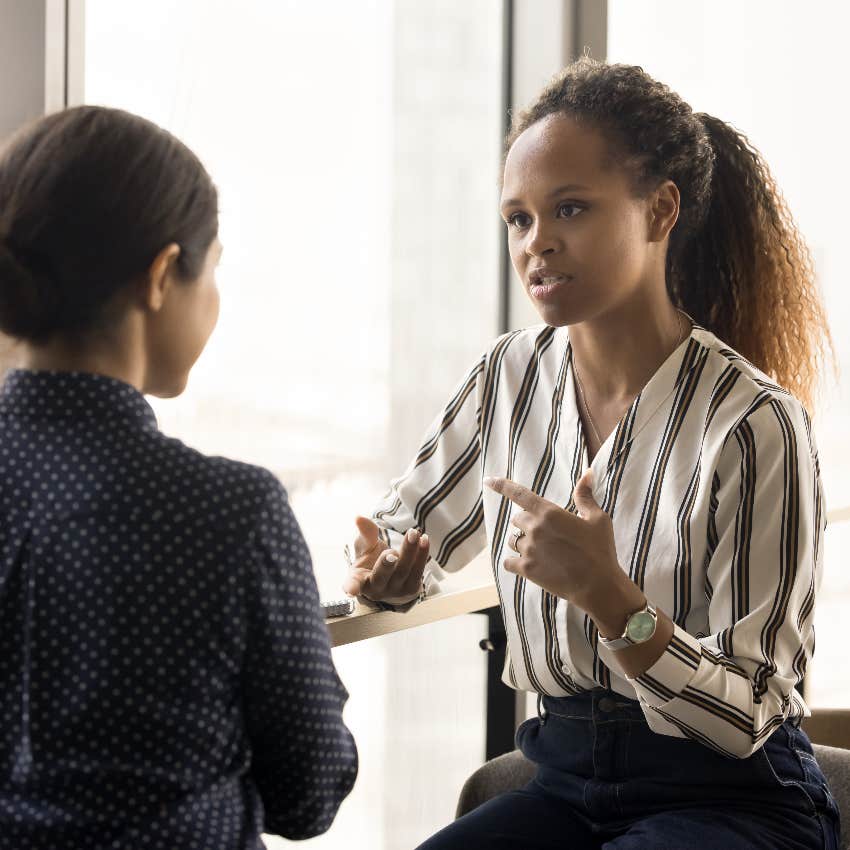 Worker saying no to her boss