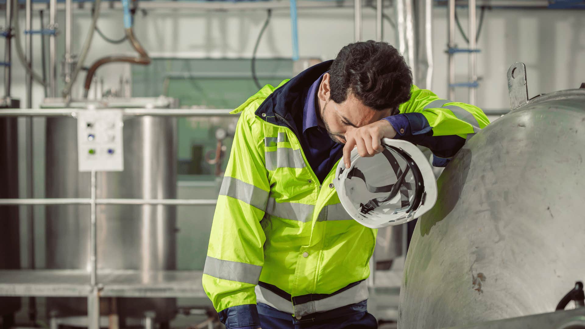 man exhausted from work