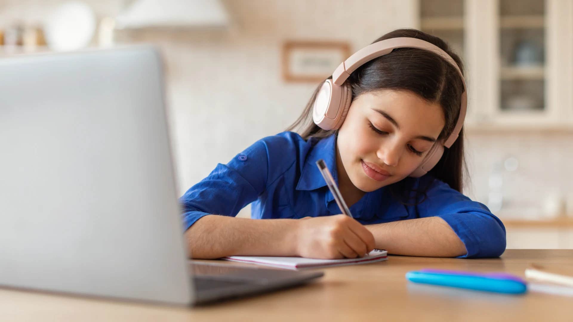 girl doing her homework