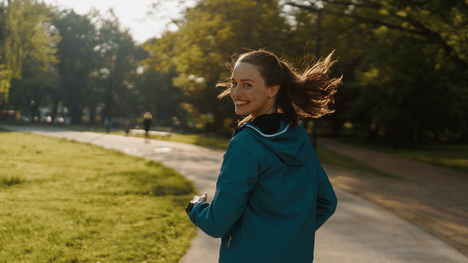 woman running in park 