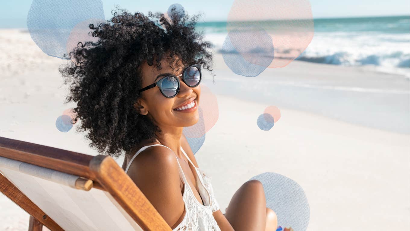 Friendly woman on beach learned skills growing up so she's never lonely 