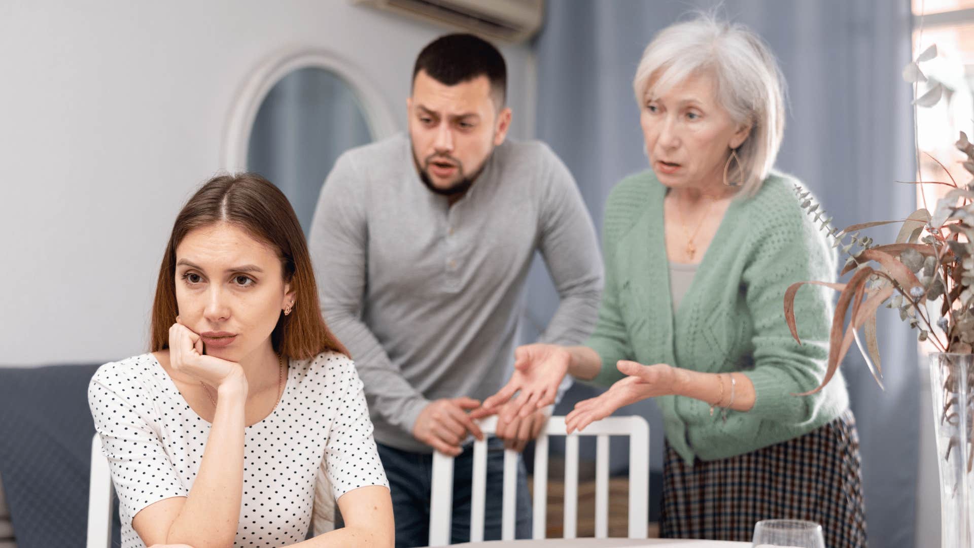 woman dismissing parents advice