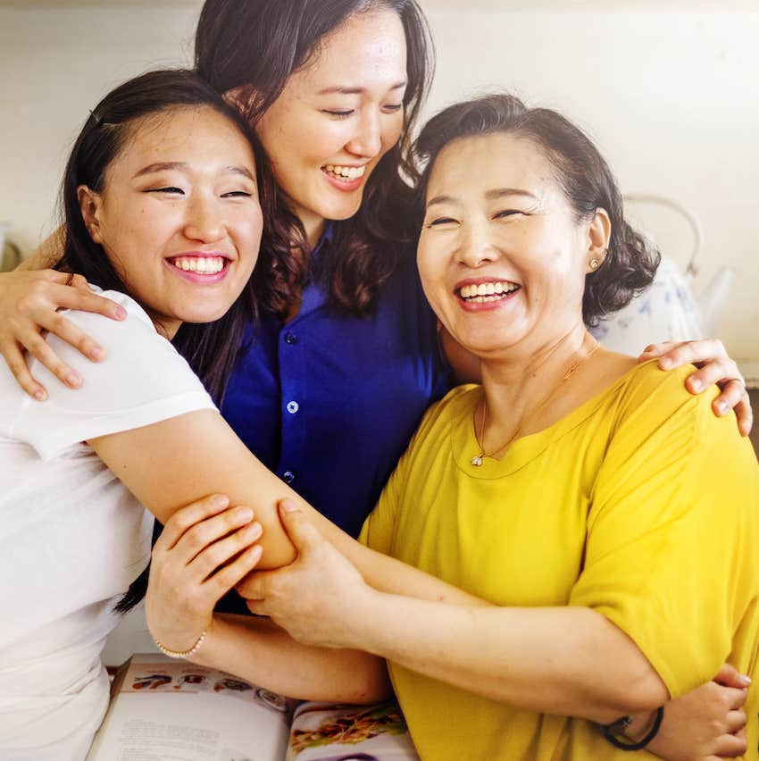 Three woman with different ages and muscle definition