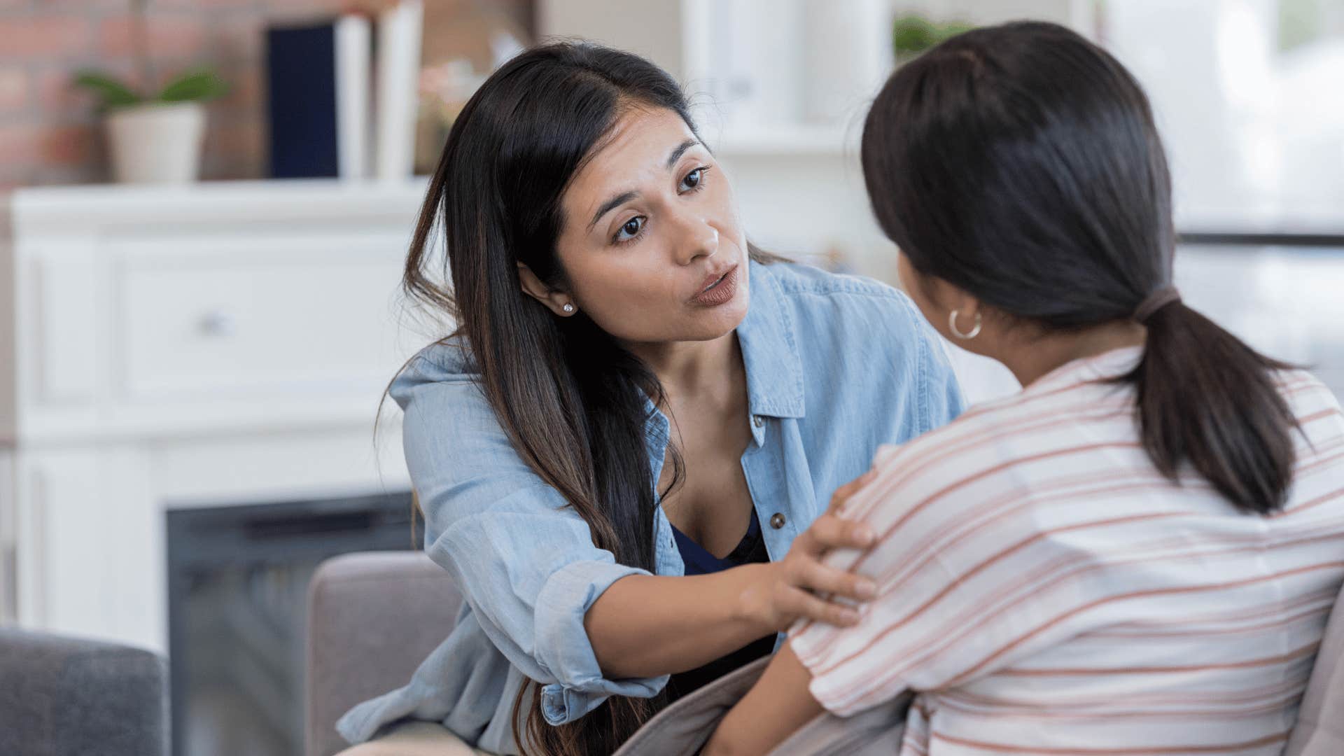 adult daughter saying no to her mother