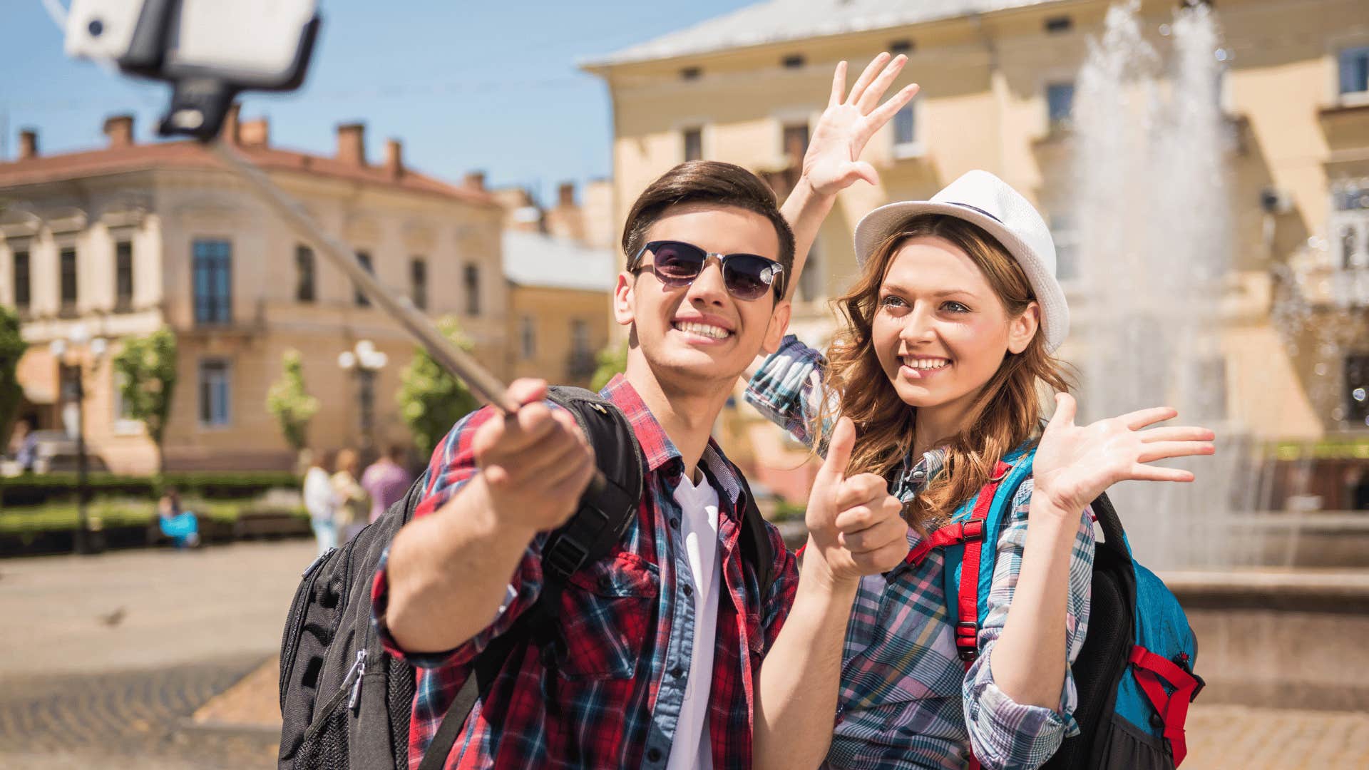 young couple traveling