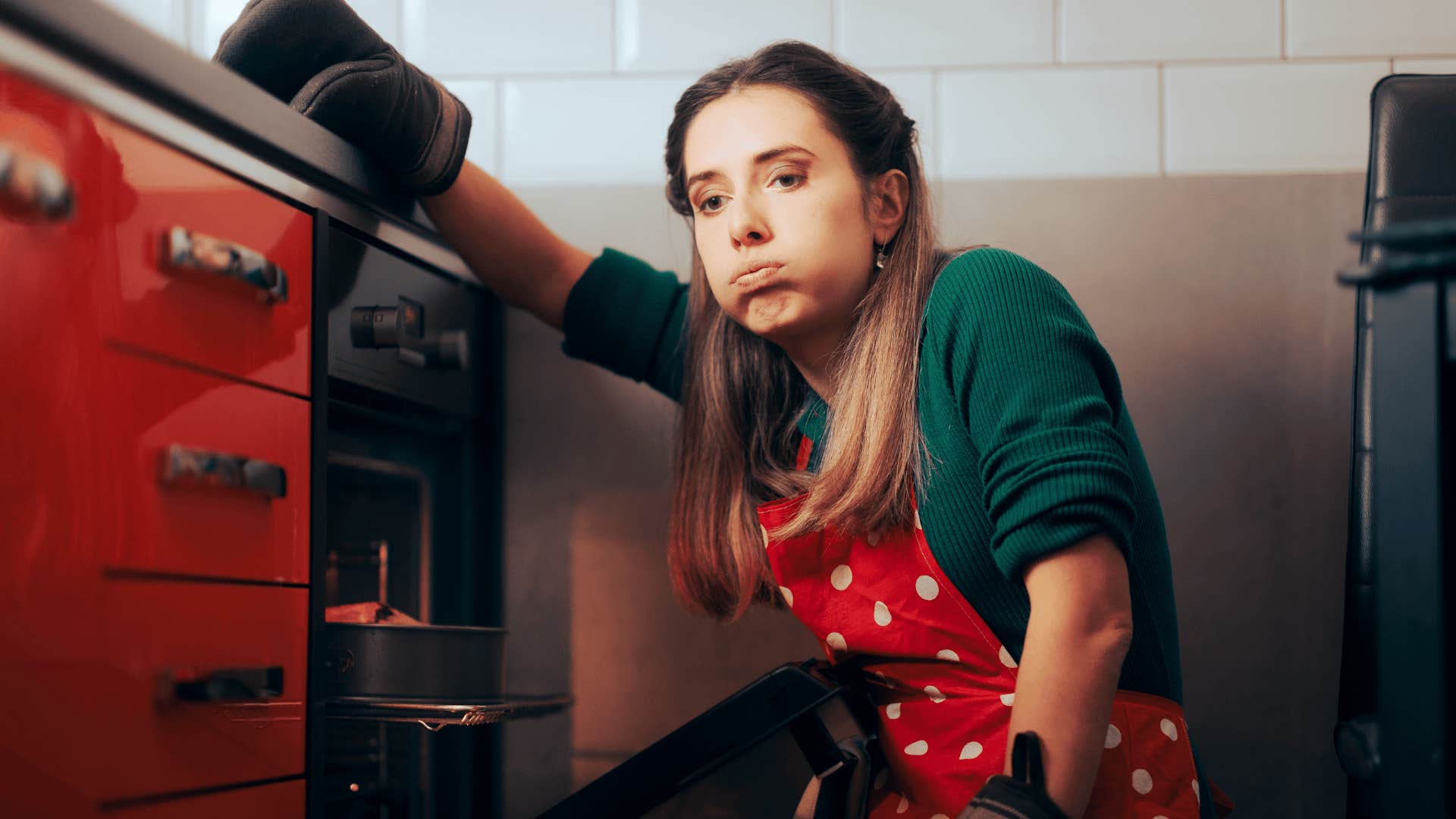 woman frustrated when cooking