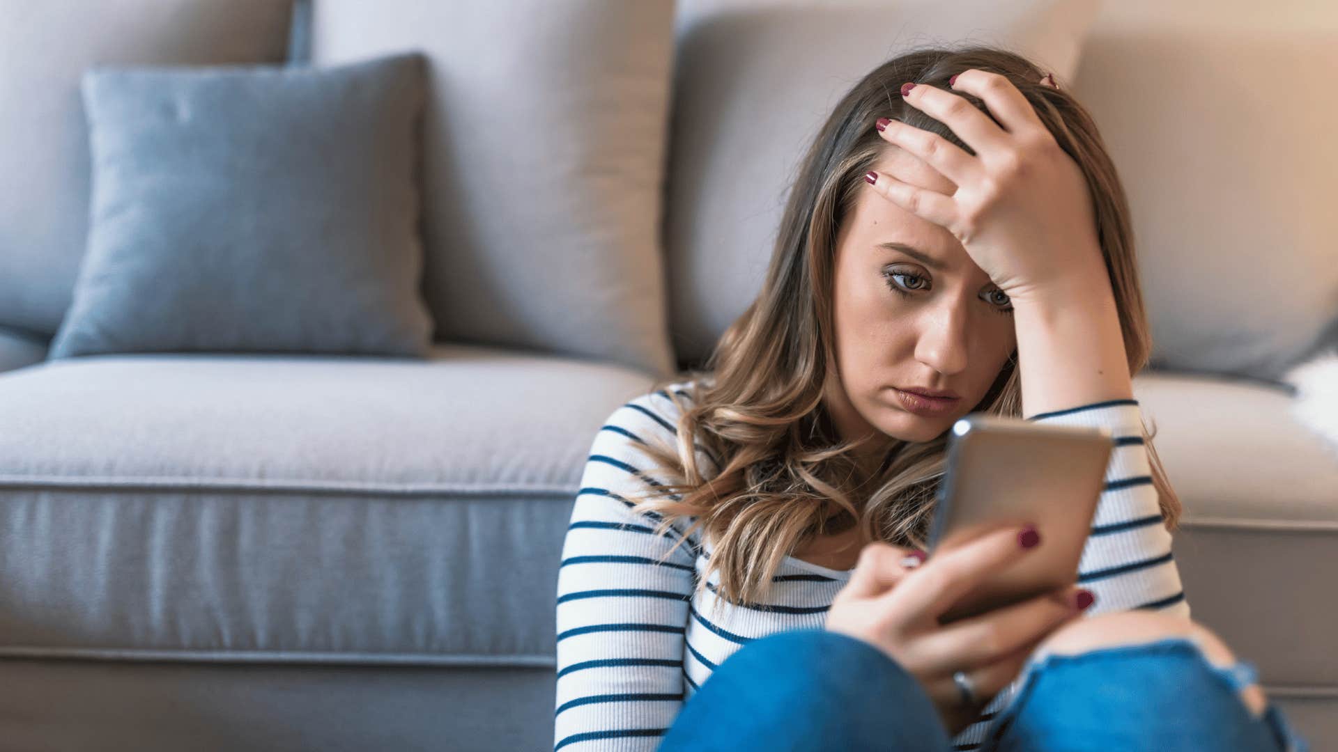 woman ignoring people texting her