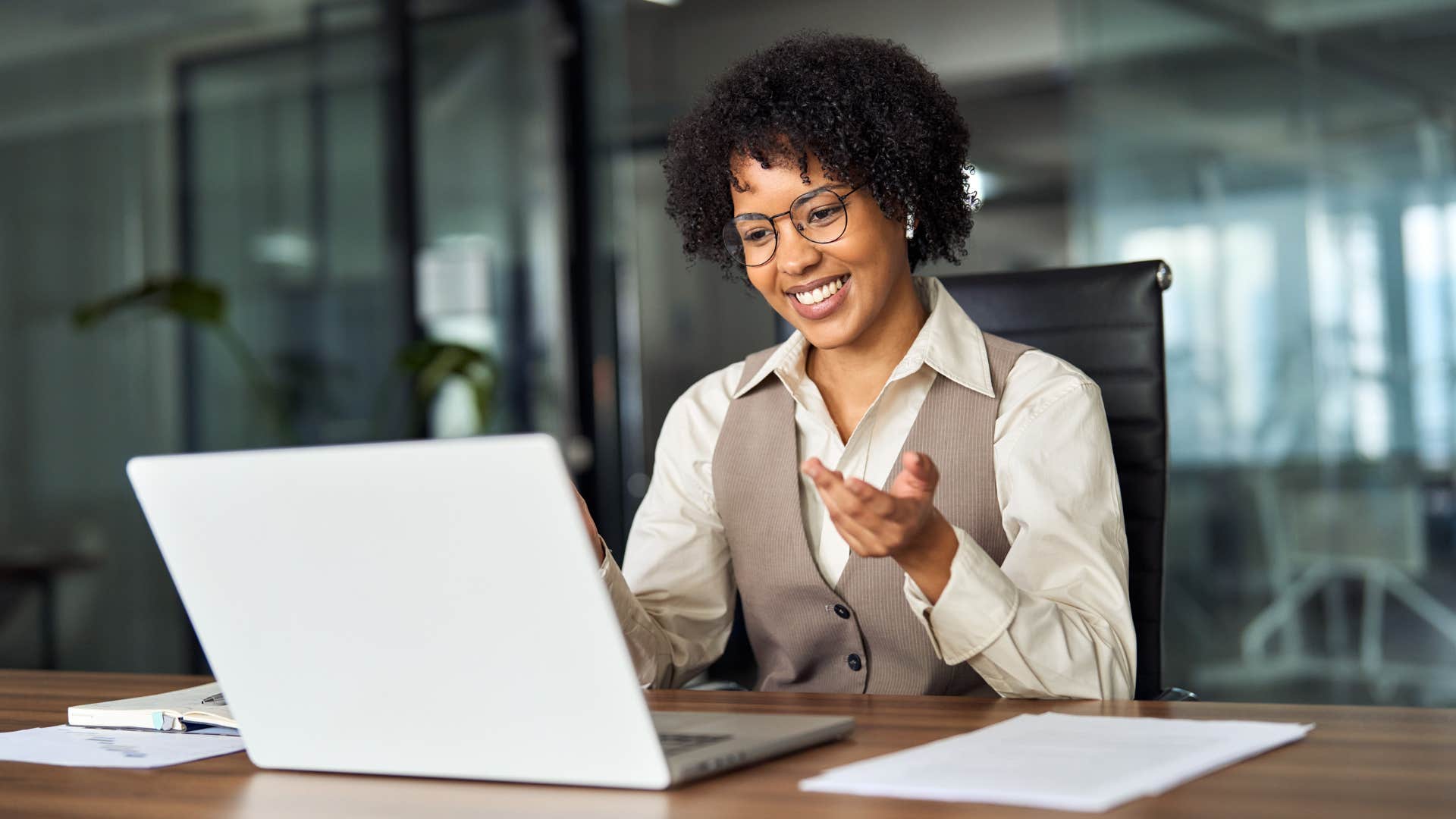 businesswoman on zoom call