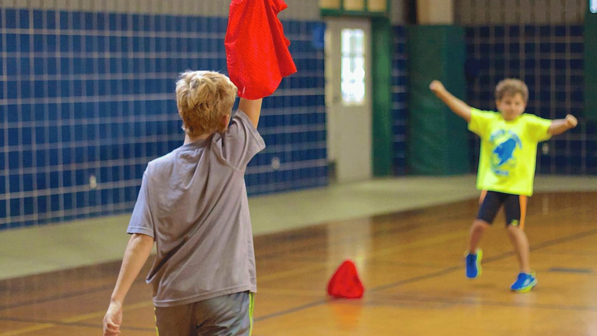 boys playing capture the flag