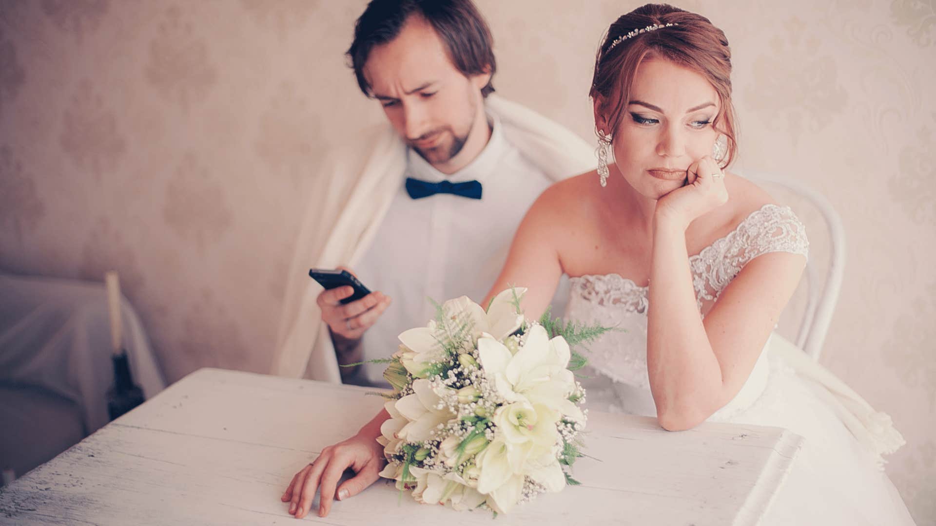 upset couple on wedding day