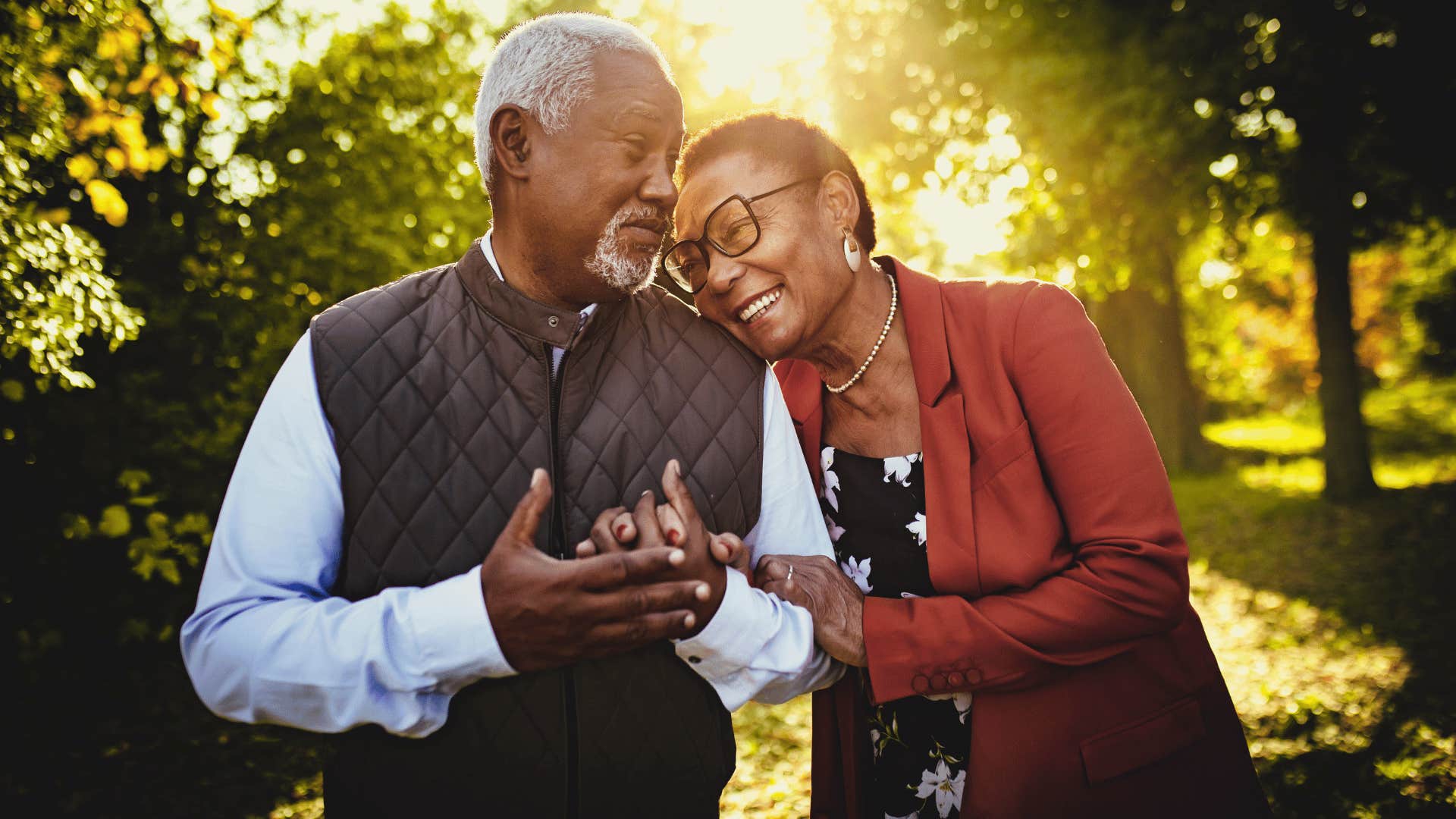 boomer couple taking a walk