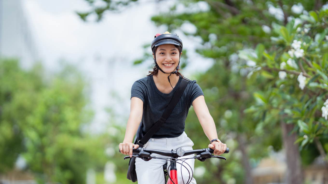 woman riding a bike