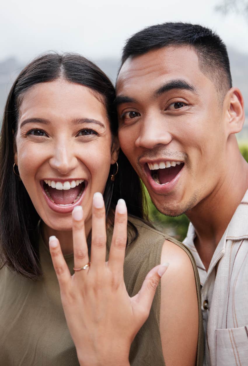 Couple announcing engagement